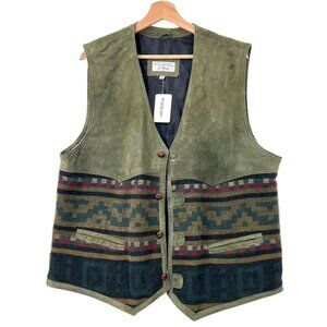 Modango Leather Wool Boxy Western Vest
